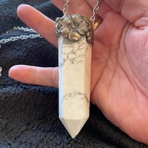 Evil Pawn Jewelry Flower wrapped Howlite necklace